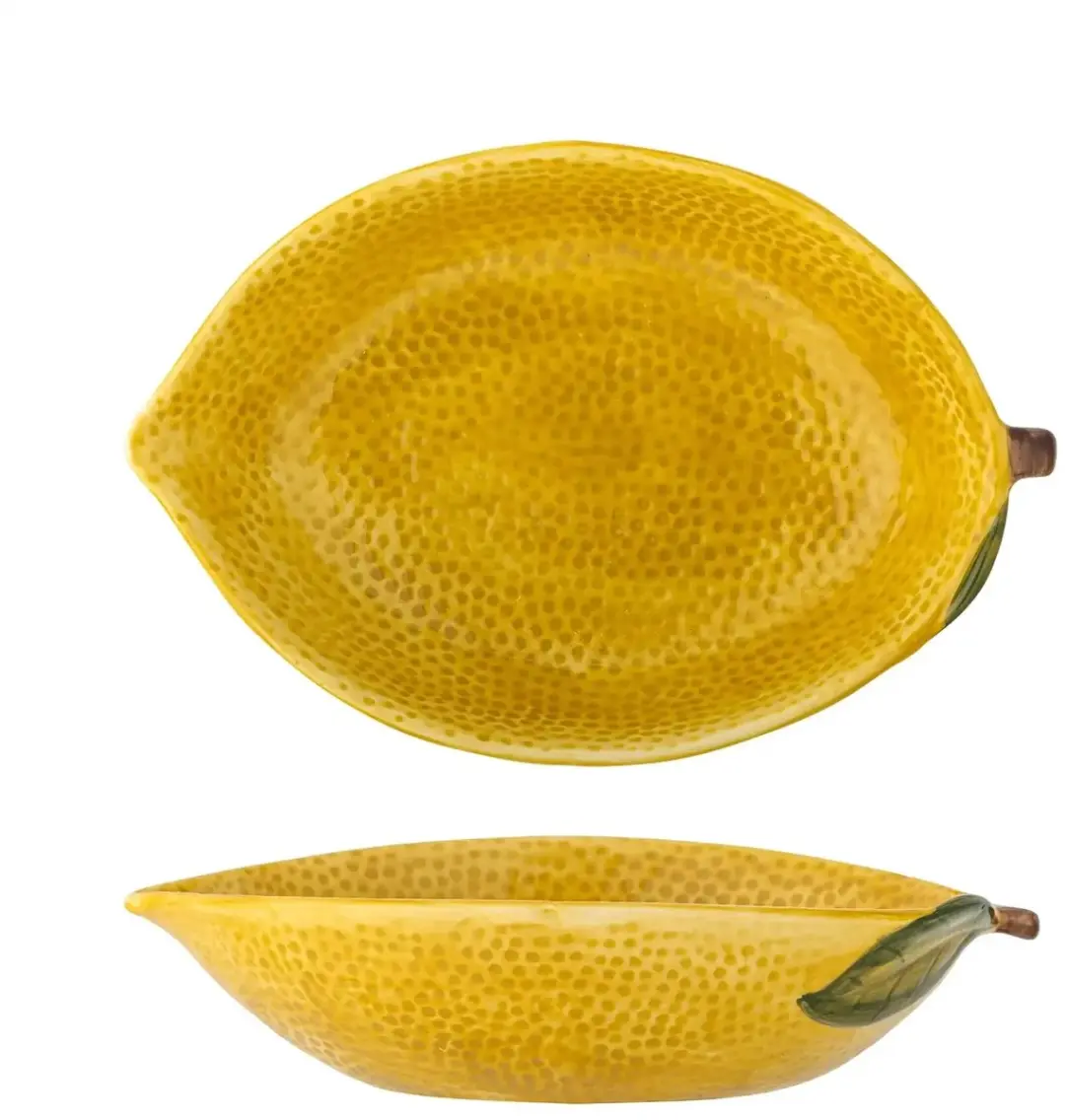 Bloomingville Schaal aardewerk geel Limone 26cm