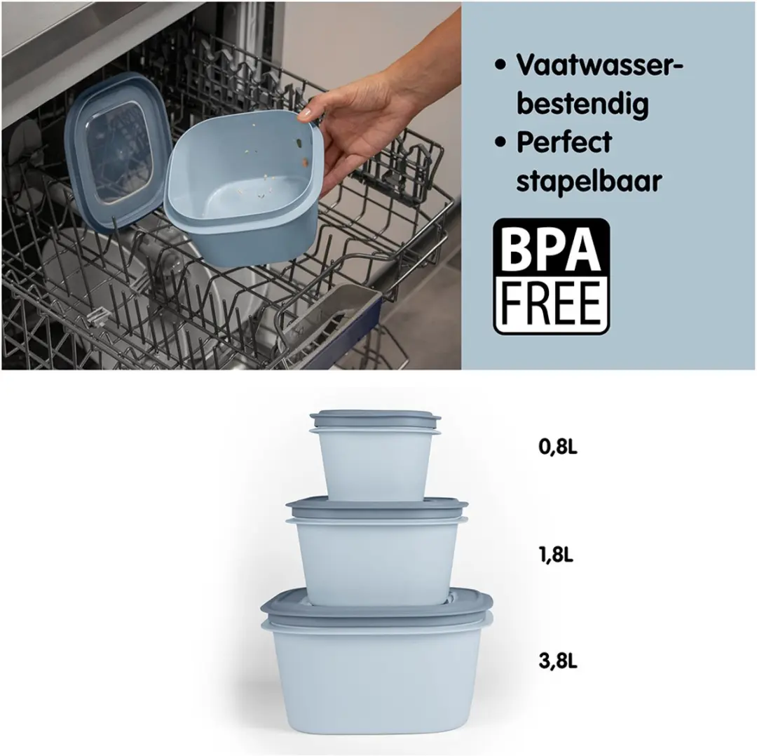 Sunware Sigma Home Vershoudbakjes Set 3-delig - 6,4L - Blauw