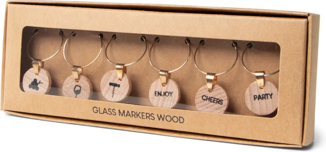 Senza Glasmarkers Hout - Set van 6