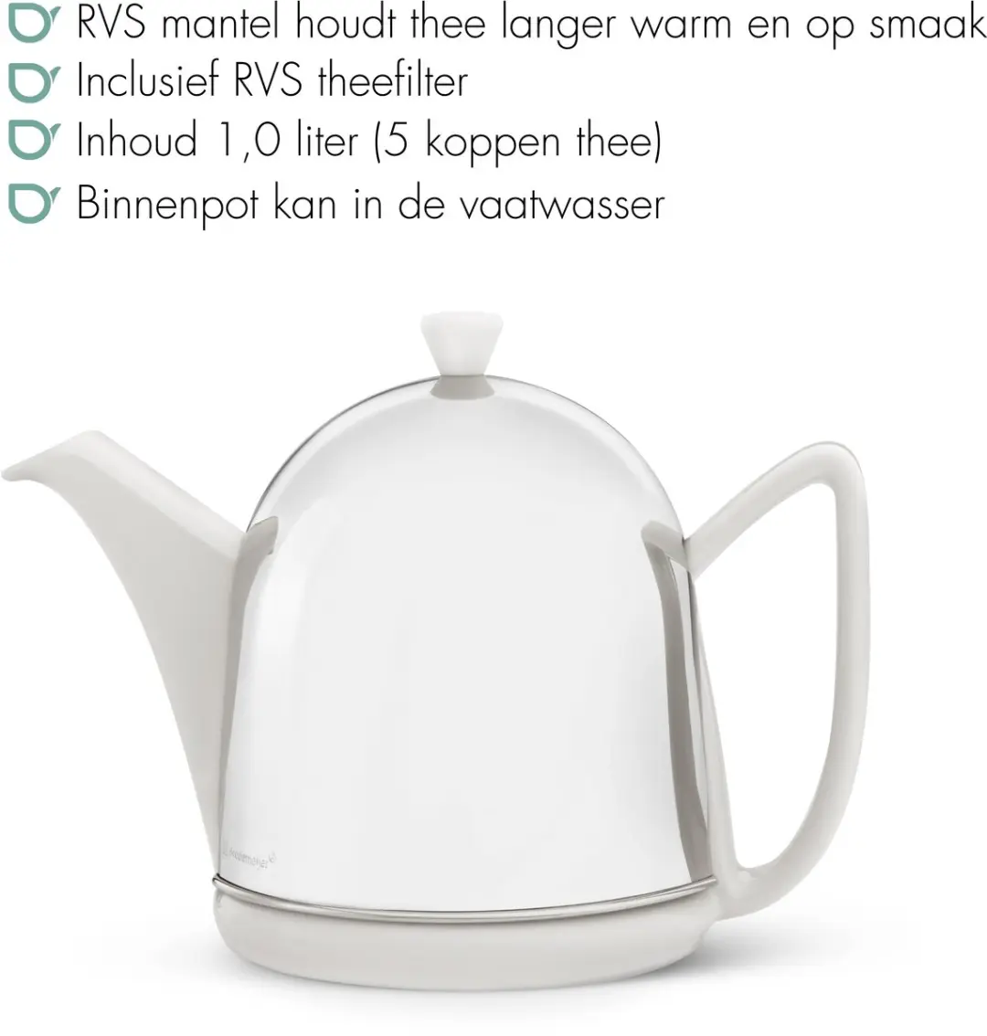 Bredemeijer Cosy Manto Theepot 1.0L - Dubbelwandig - Wit