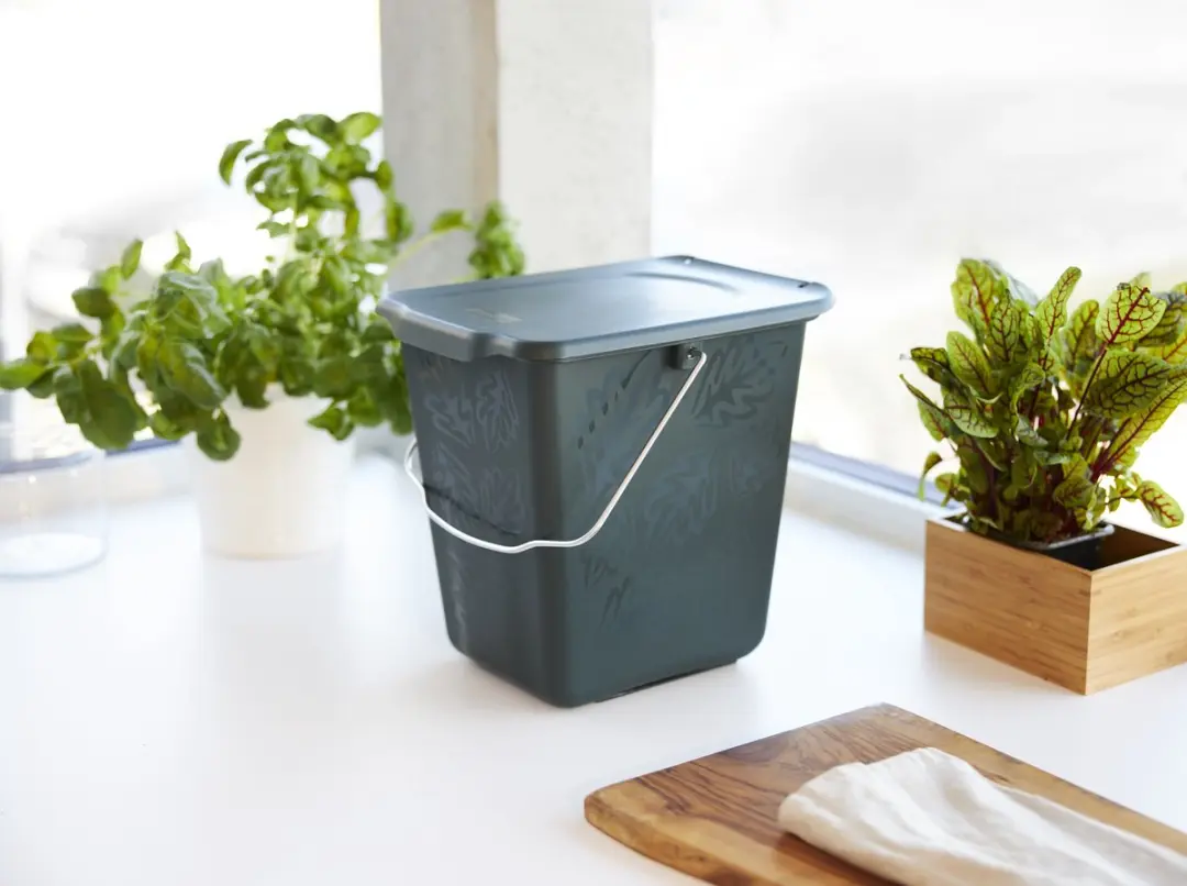 Rotho Greenline Compostemmer 7L - Zwart met patroon