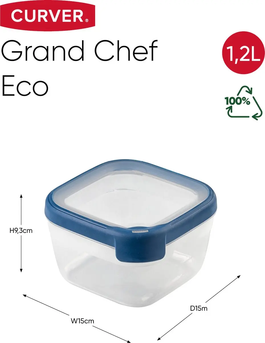 Curver Grand Chef Vershoudbak 1.2L - Transparant/Donkerblauw