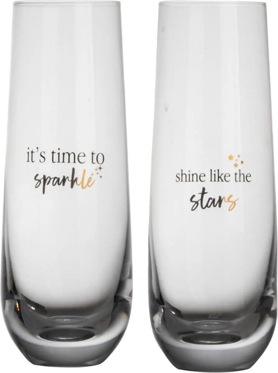 Gusta Glazen met Tekst 280ml - Kerst - Ø16,7cm - 2 Stuks