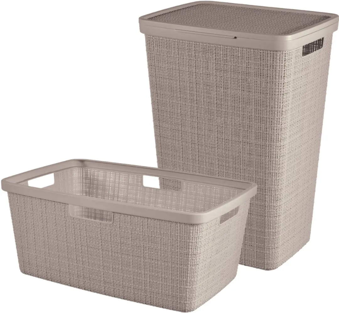 Curver Jute Wasmand met deksel 58L + Wasmand 46L