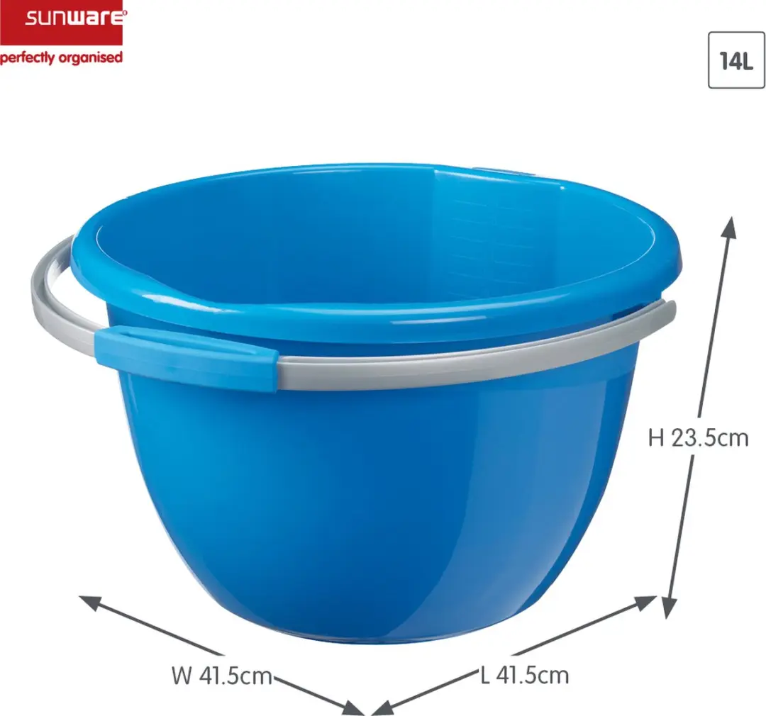 Sunware Water-line Totte Emmer 14L - Blauw - Set van 4