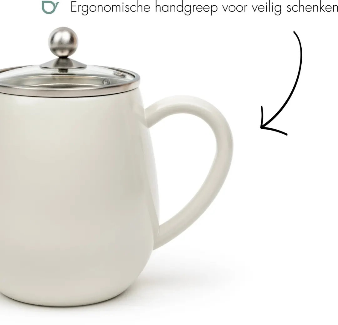 Bredemeijer Theepot Eva Dubbelwandig 1,1L - Wit - 3 Delen