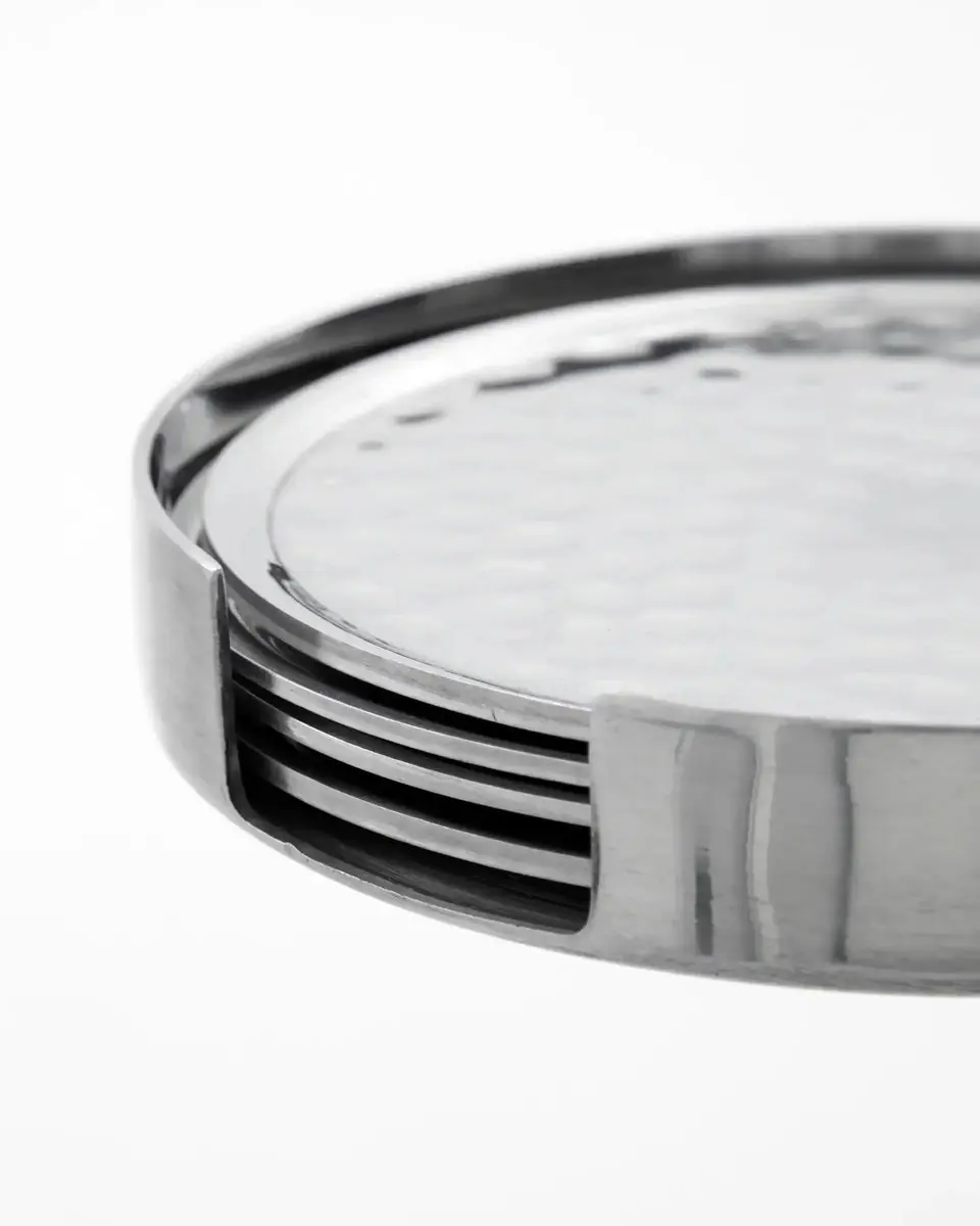 House Doctor Onderzetters met houder - 4 Stuks - Zilver