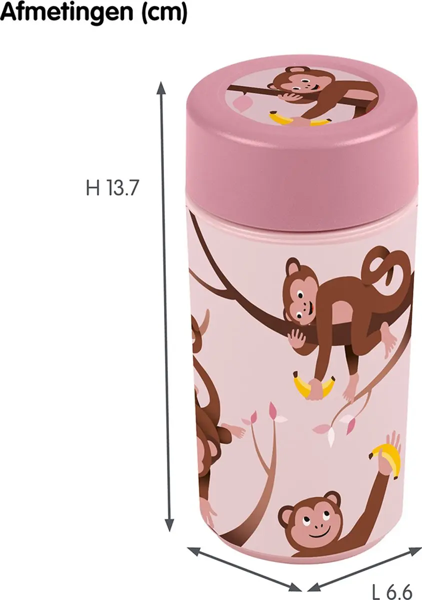 Sunware Sigma Home Broodtrommel + Beker - Aap - Roze 1,33L