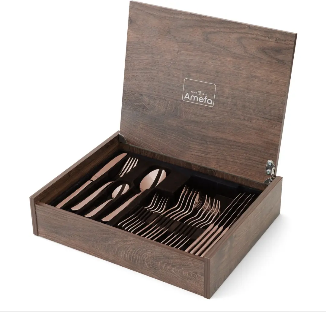 Amefa Oxford Bestekset 24-delig - 6 Personen - Koper - Houten Kist