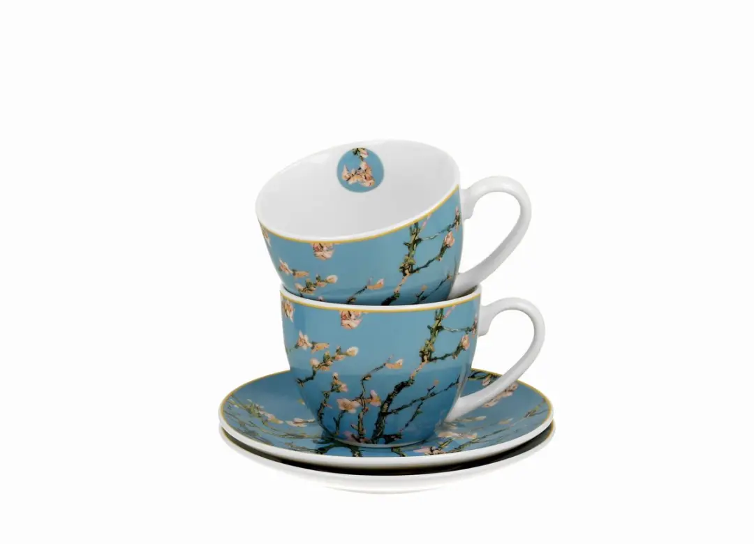 Van Gogh Amandelbloesem Kopjes met Schotels - 270ml - 2 Stuks