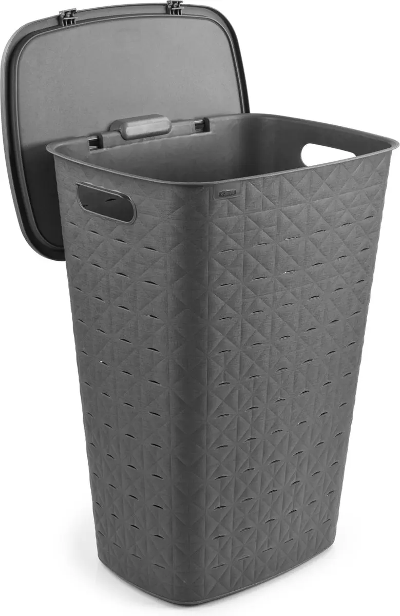 Curver Softex Wasbox 56L - 2 vakken - Antraciet - afbeelding 6 van 6