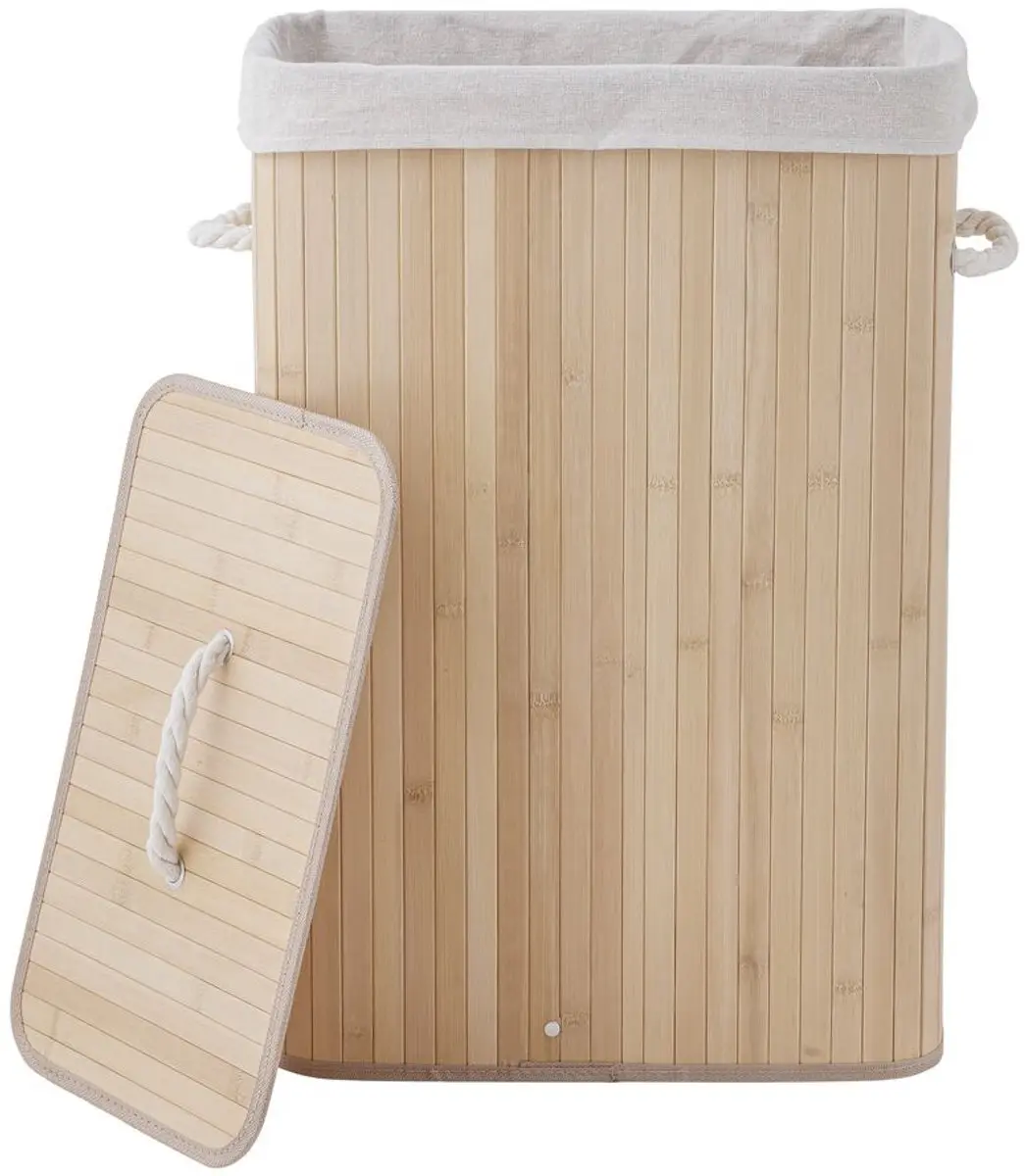 Sealskin Bamboo Wasmand met Deksel 56L - Natuurlijk Bruin