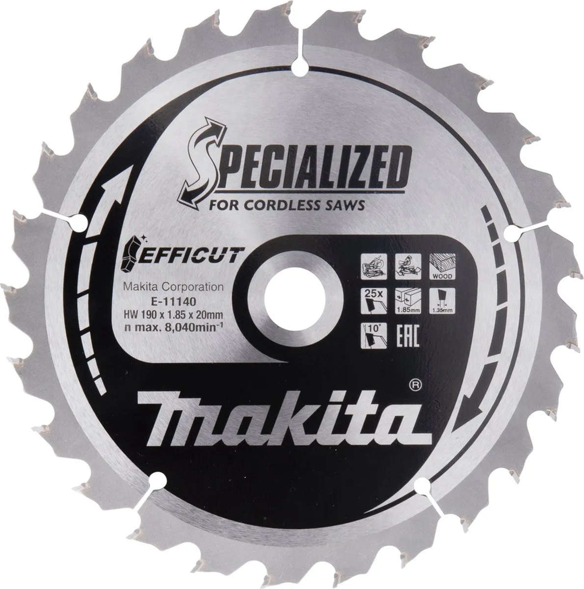 Makita E-11140 Cirkelzaagblad Hout 190mm 25T
