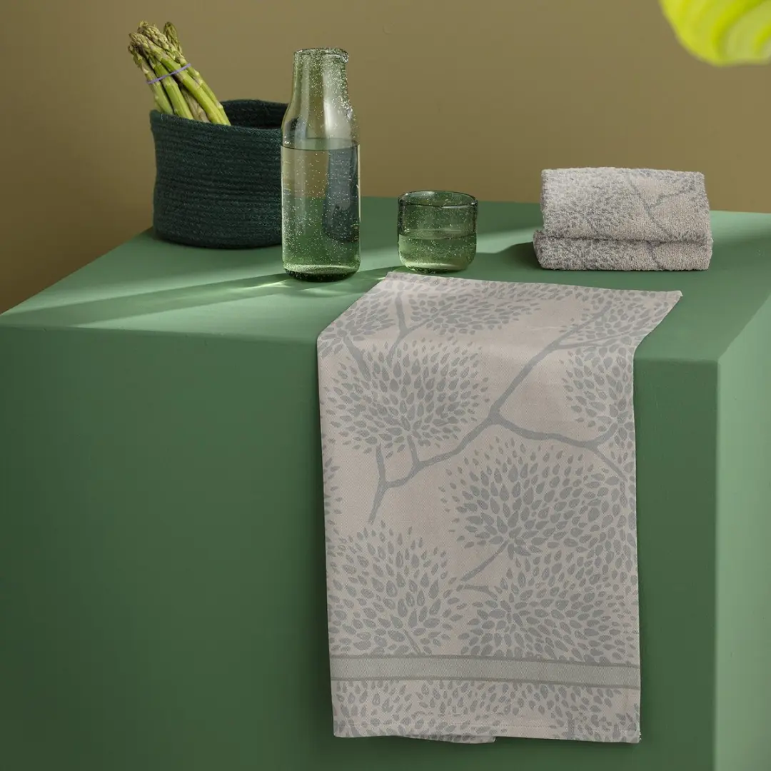 DDDDD Trees Theedoek Set 6 Stuks - 60x65cm - Katoen - Taupe