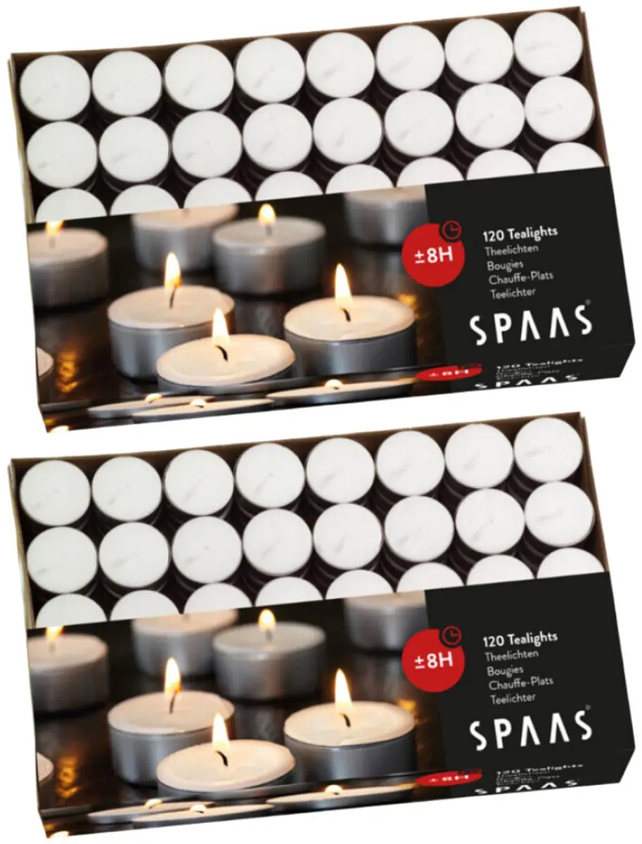 Spaas Theelichten Wit - 240 Stuks (2x120)