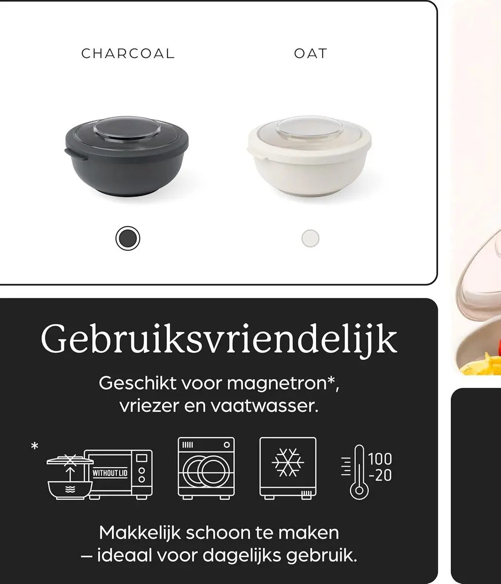 Amuse Tylla Charcoal Lunchbox 2000ml - Zwart - afbeelding 6 van 6