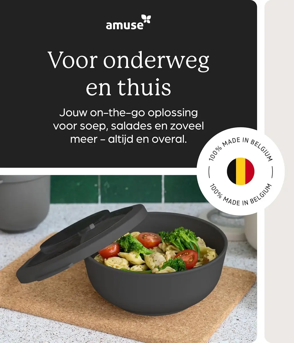 Amuse Tylla Charcoal Lunchbox 2000ml - Zwart