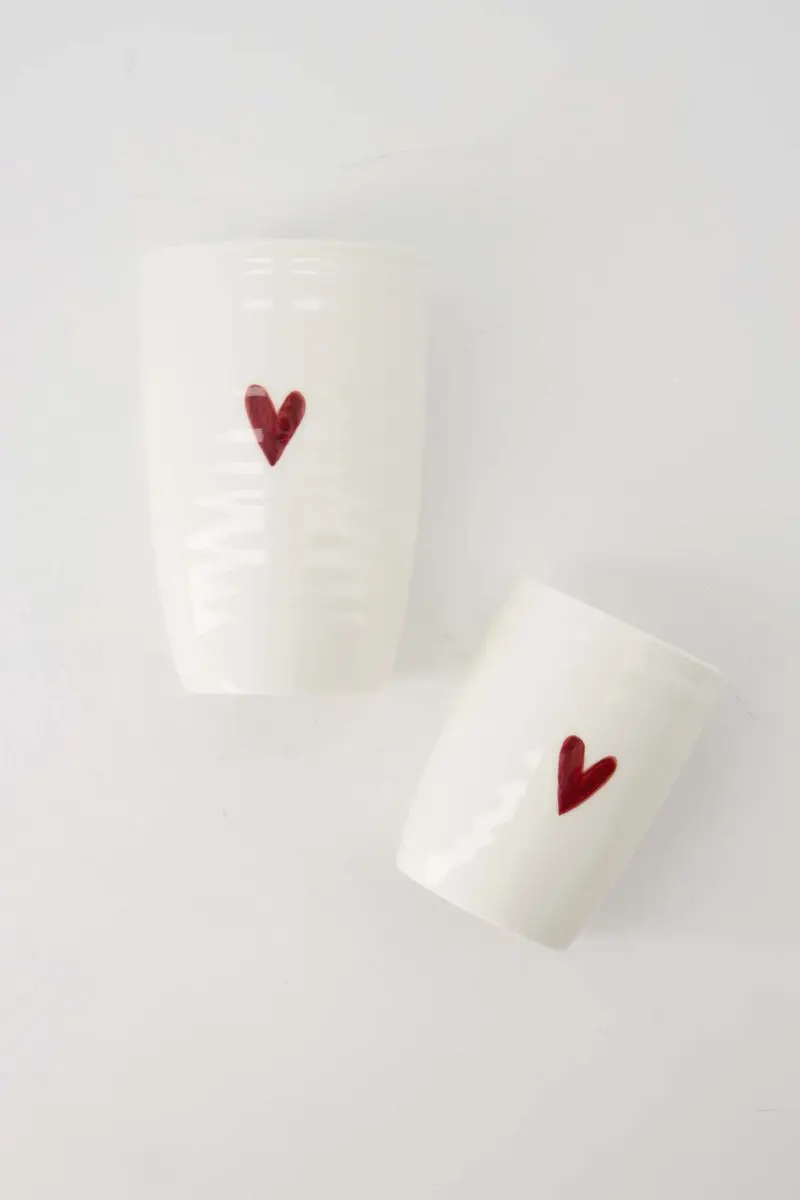 Zusss Koffiemok Hartje - Wit/Rood