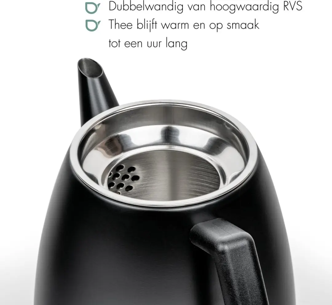 Bredemeijer Theepot Odense 1,1L - Mat zwart - 5 Kopjes