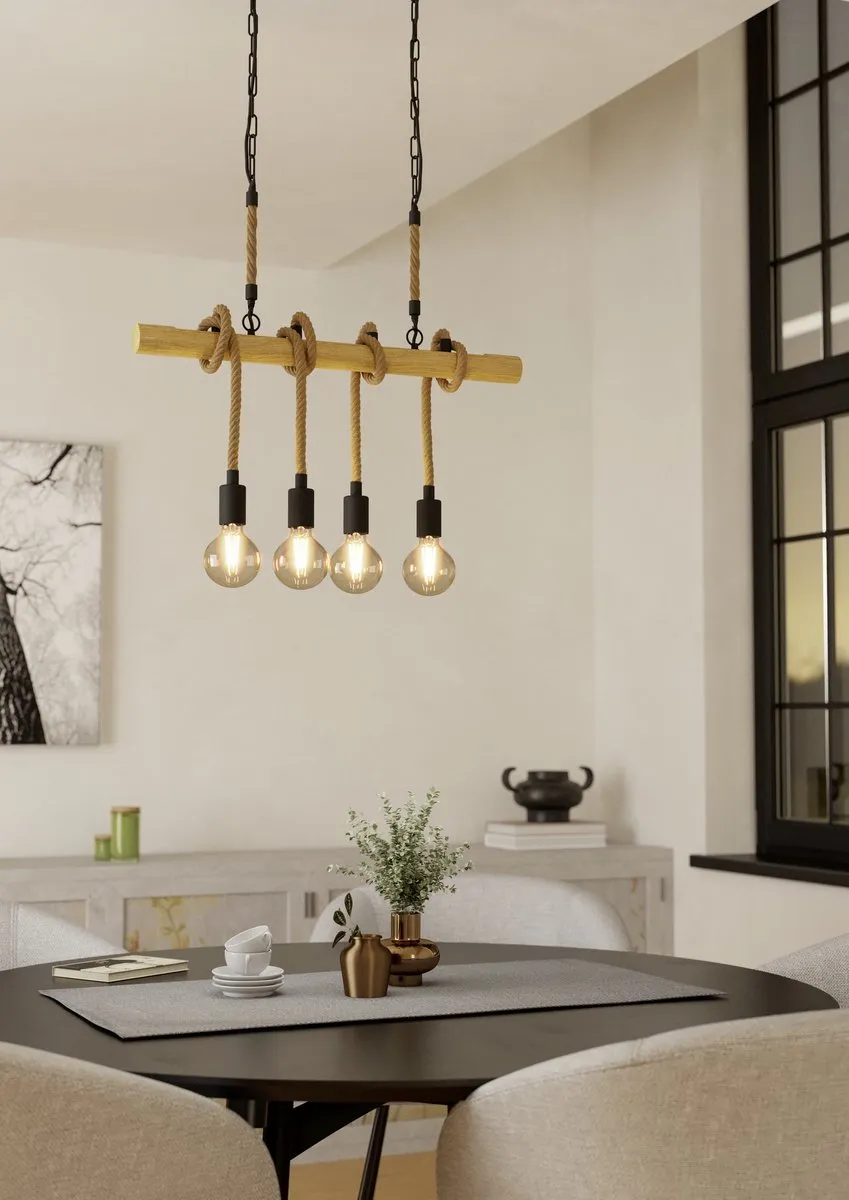 Eglo Youngstown Hanglamp E27 - 6 Lichtpunten - Zwart/Bruin - afbeelding 6 van 6