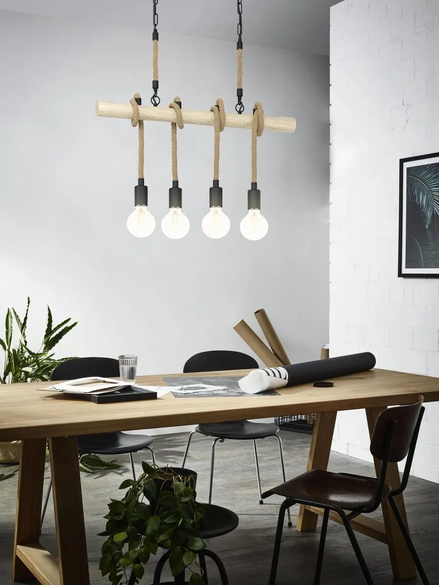 Eglo Youngstown Hanglamp E27 - 6 Lichtpunten - Zwart/Bruin
