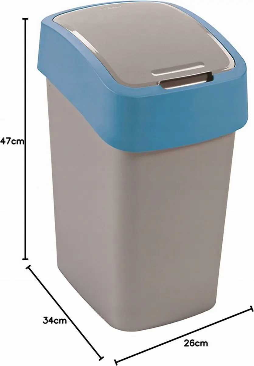 Curver Prullenbak Flip Bin 25L - Grijs met blauw frame