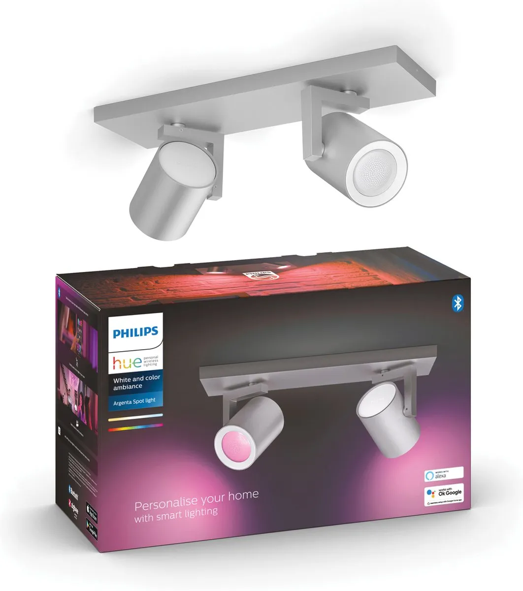 Philips Hue Argenta Opbouwspot 2-spots - Aluminium