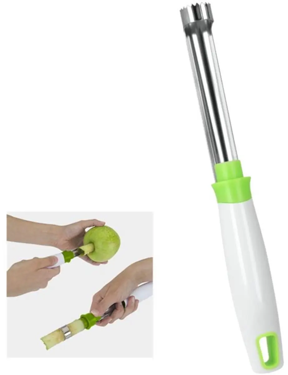 Metaltex Appelboor 28cm RVS - Wit/groen/zilver