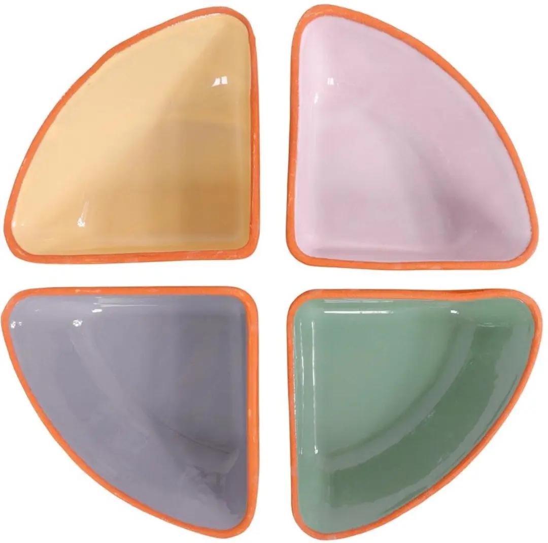 Senza Terracotta Triangel Schaaltjes - 4 Stuks - Multicolor