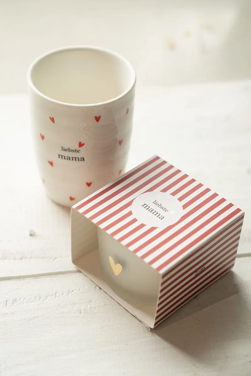 Zusss Cadeauset Koffiemok & Geurkaars - 2 Stuks - Wit/Rood