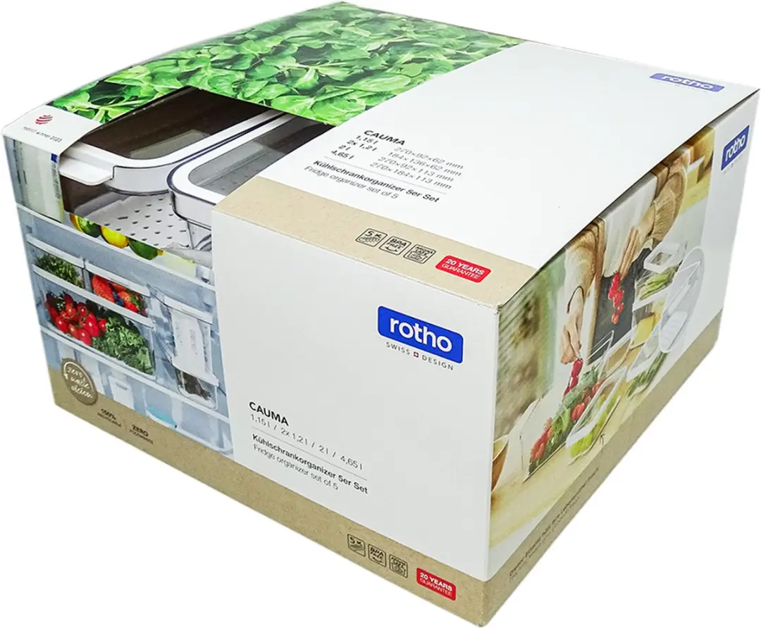 Rotho Cauma Set Koelkastorganizers 5-delig - 4,65L + 2L + 1,15L + 2x1,2L