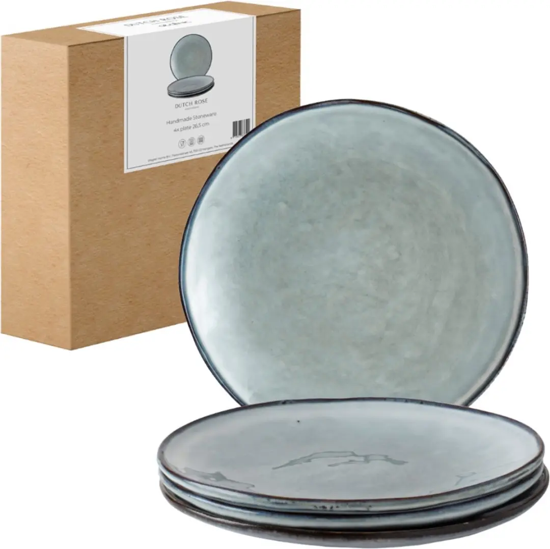 Dutch Rose Organic Borden Set 4 Stuks Ø26,5cm - Blauw