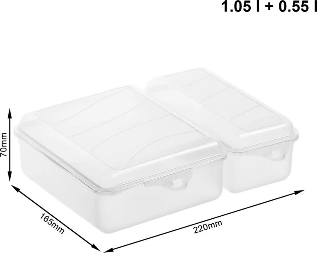 Rotho FUN Lunchbox 1,6L - 2 Vakken - Transparant
