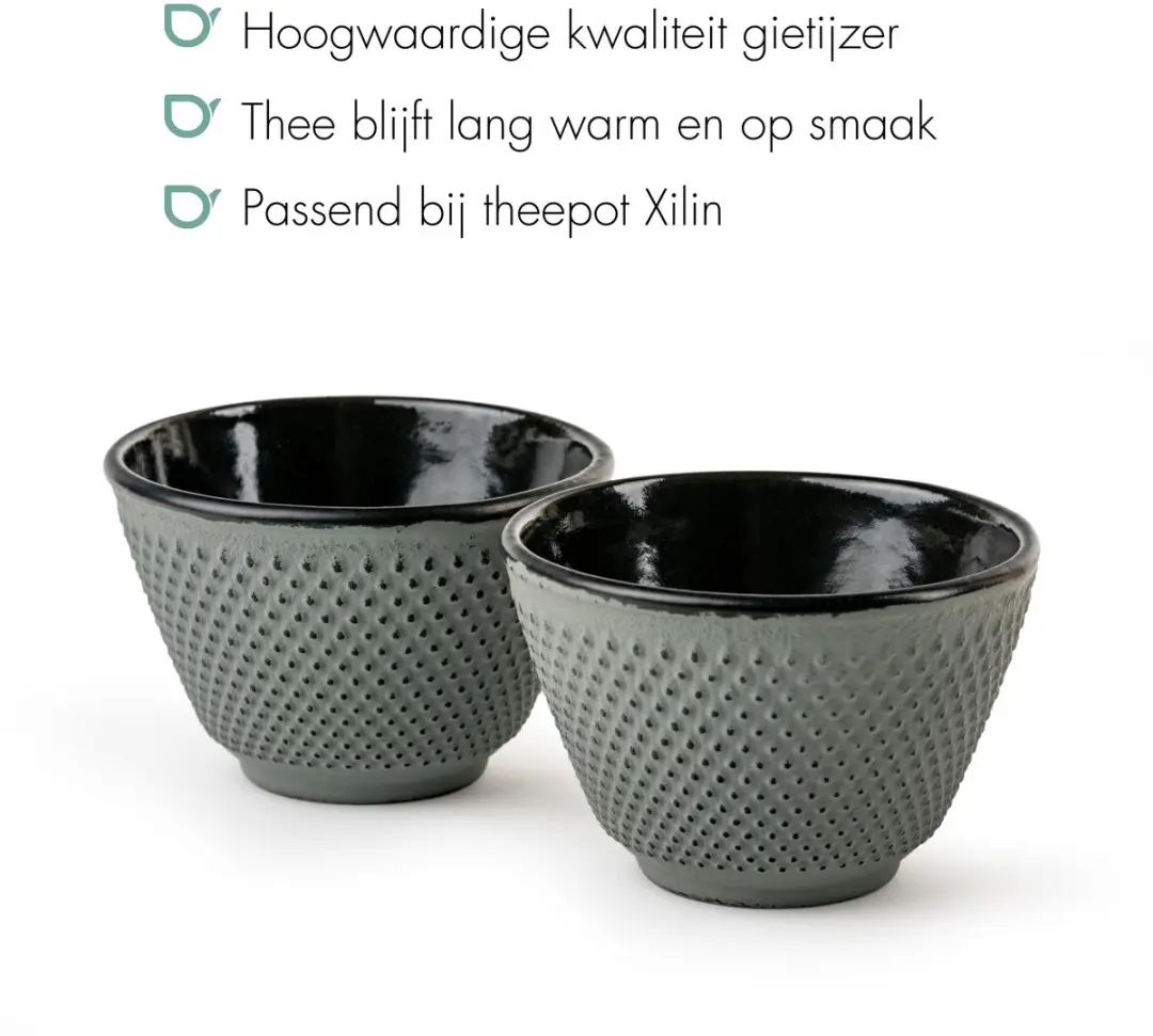 Bredemeijer Xilin Gietijzer Kopjes 120ml - Lichtgroen - 2 Stuks