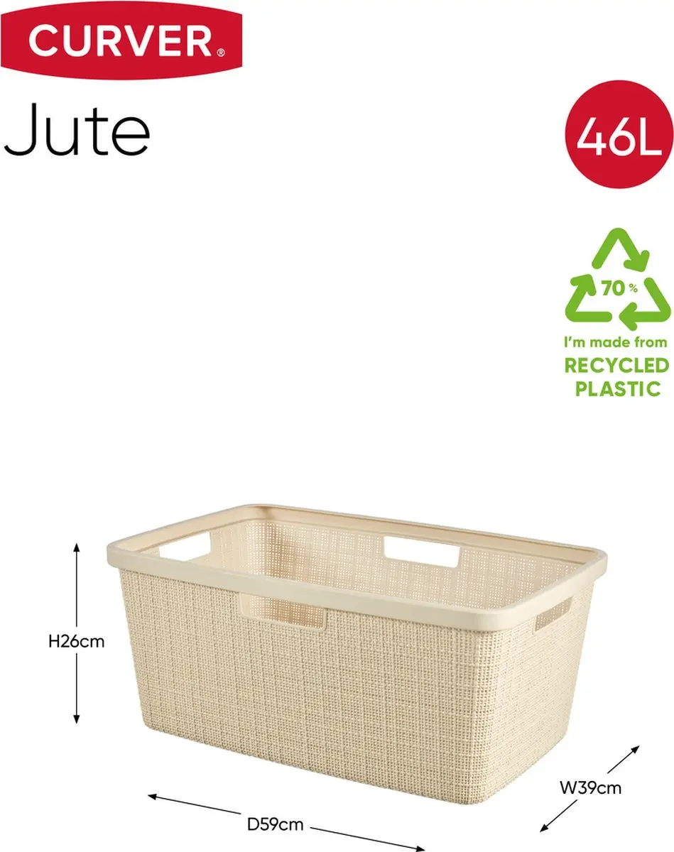Curver Jute Wasmand 46L - Gebroken wit
