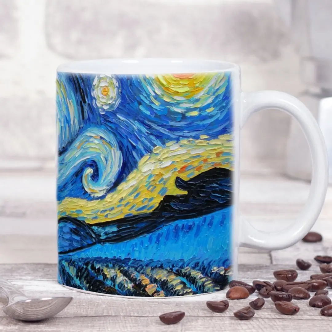 Van Gogh De Sterrennacht Keramische Mok 350ml - Blauw