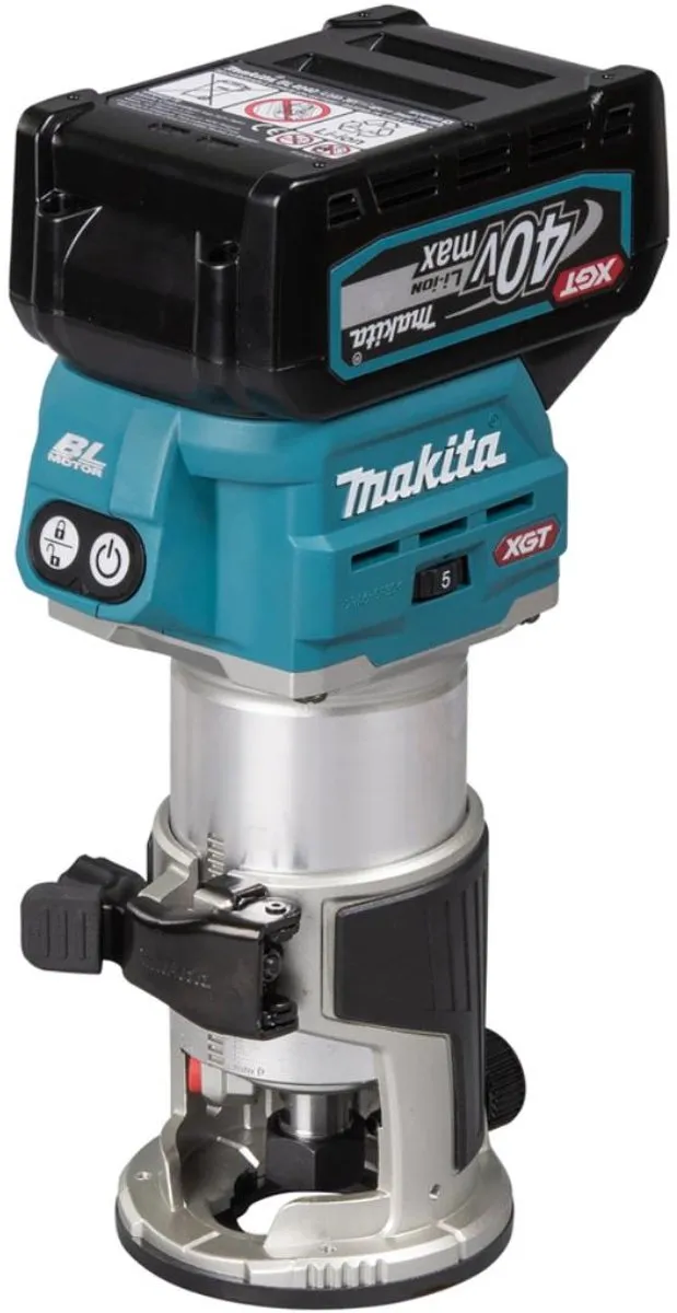 Makita RT001GM206 Accu Boven- en kantenfrees XGT 40V Max - 2x4.0Ah - Zilver/Turquoise
