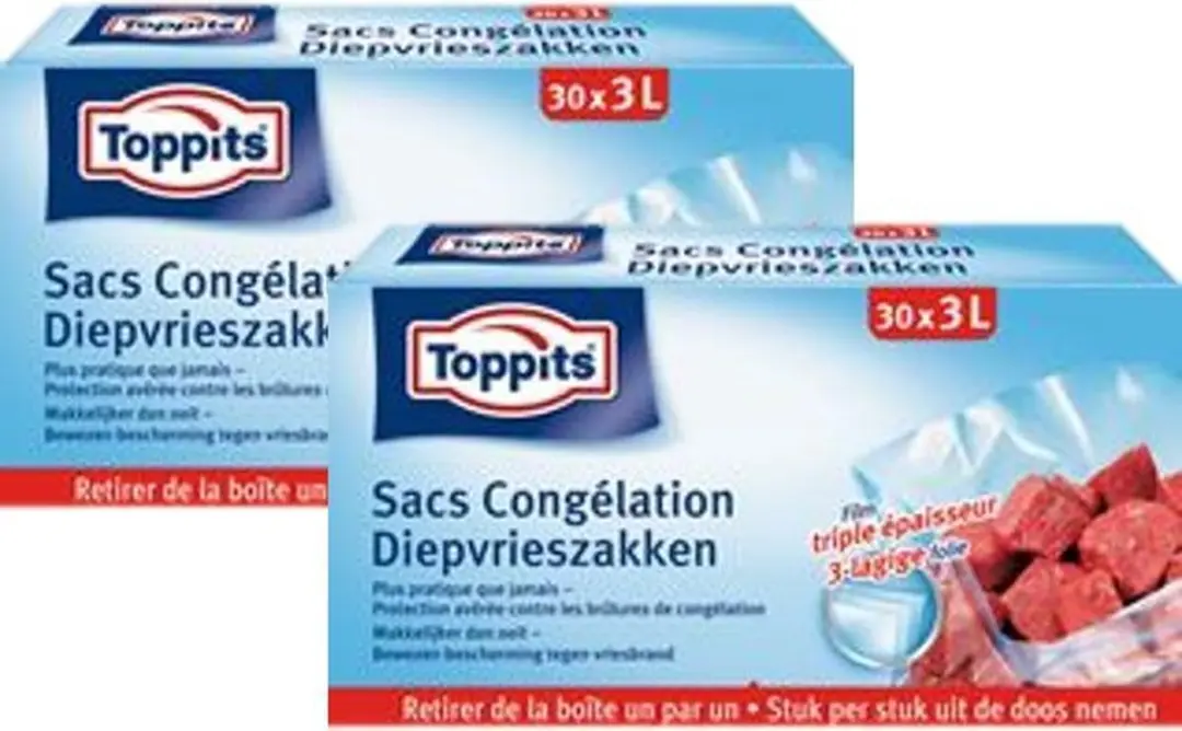Toppits Diepvrieszakjes 60 Stuks (3L)