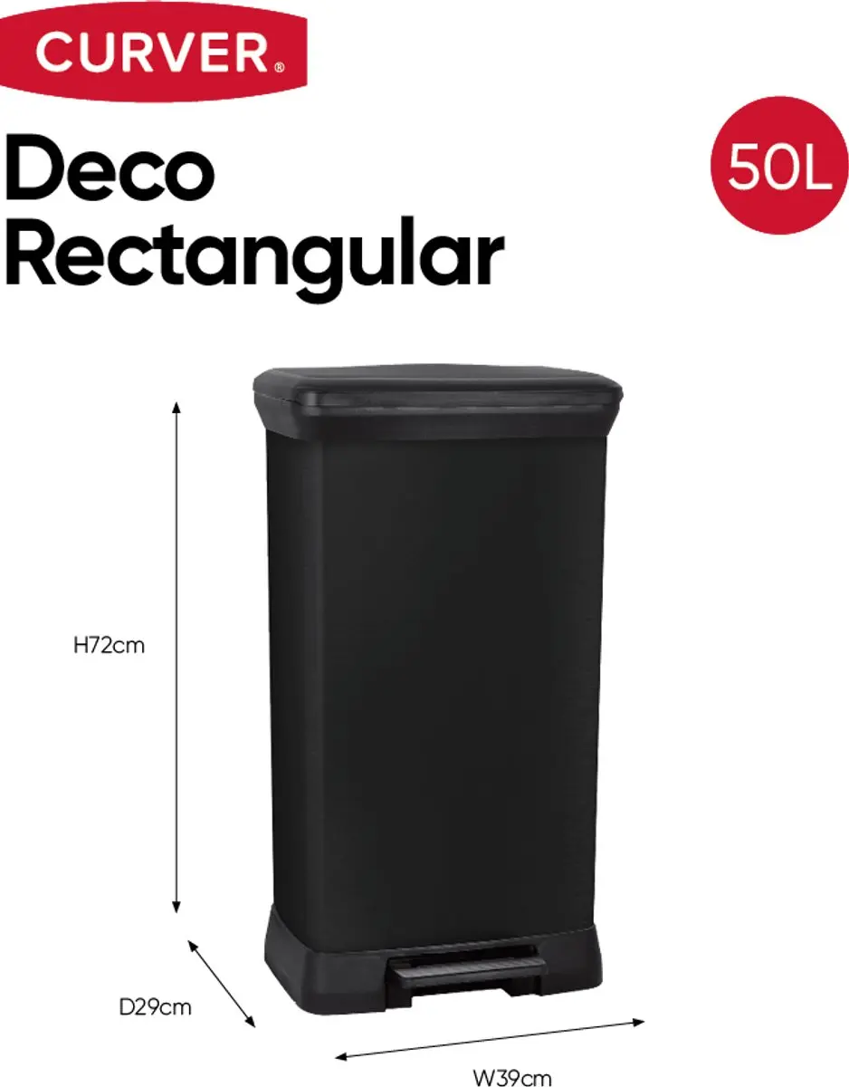Curver Decobin Prullenbak 50L - 39x29x72cm Zwart
