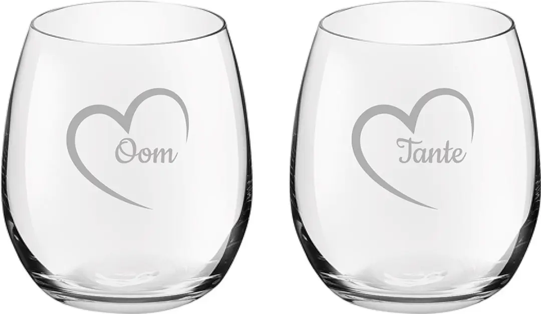 Royal Leerdam Gegraveerd Drinkglas 39cl Tante & Oom met hartje