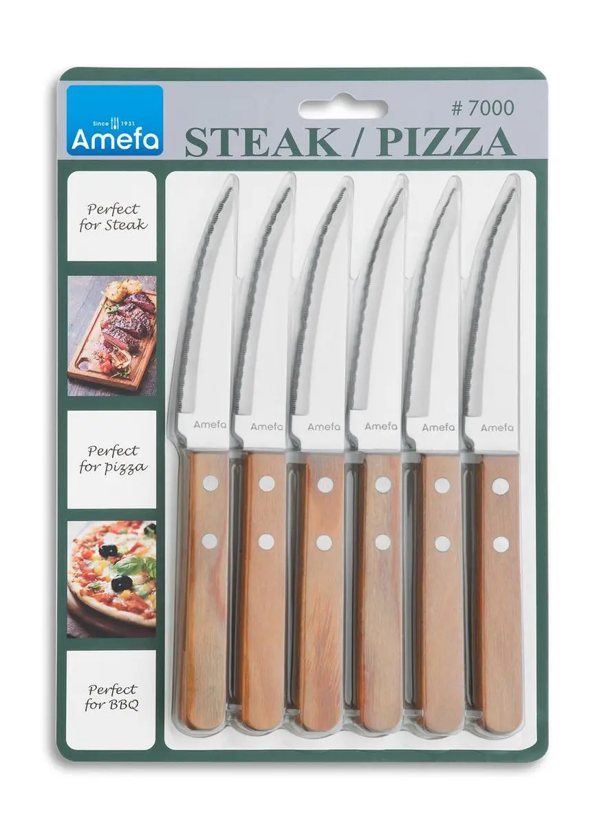 Amefa Pizza 6-delige Messen Set - Hout