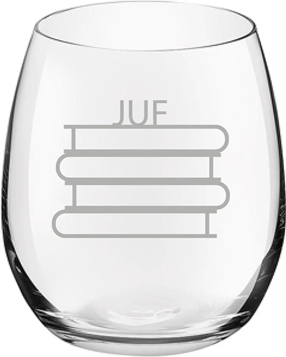 Royal Leerdam Gegraveerd Drinkglas 39cl Juf met boeken