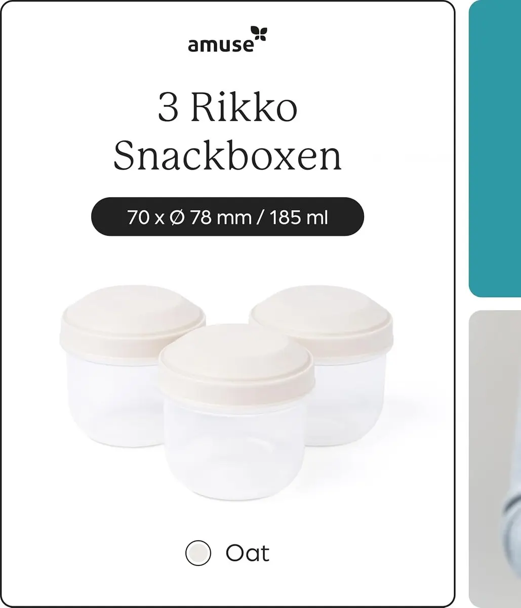 Amuse Rikko Oat Snackbox - 3x Snackdoosjes 185ml - BPA-vrij