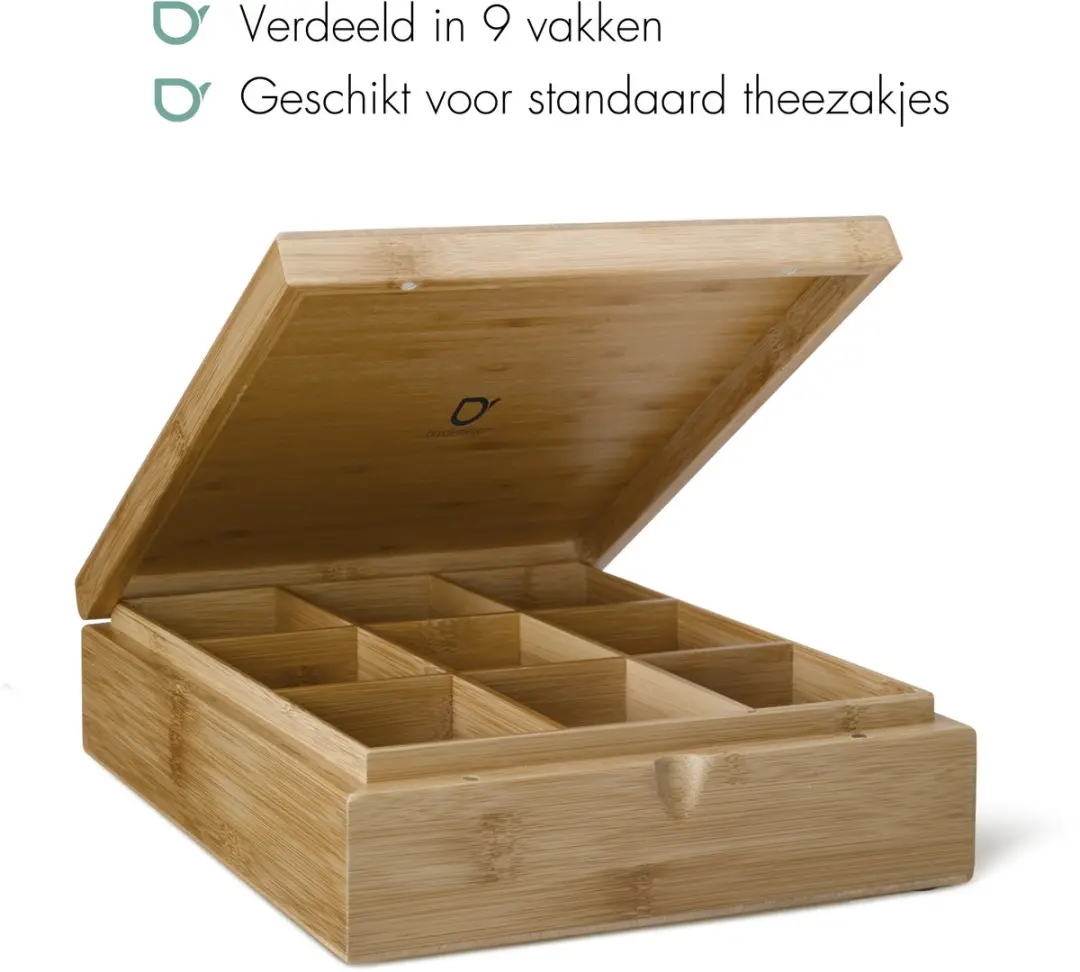 Bredemeijer Theedoos 9-vaks Gesloten Bamboe - Bruin