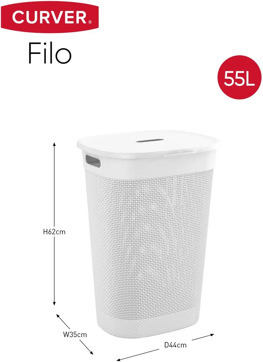 Curver Filo Wasbox 55L Wit - 44x35x61cm