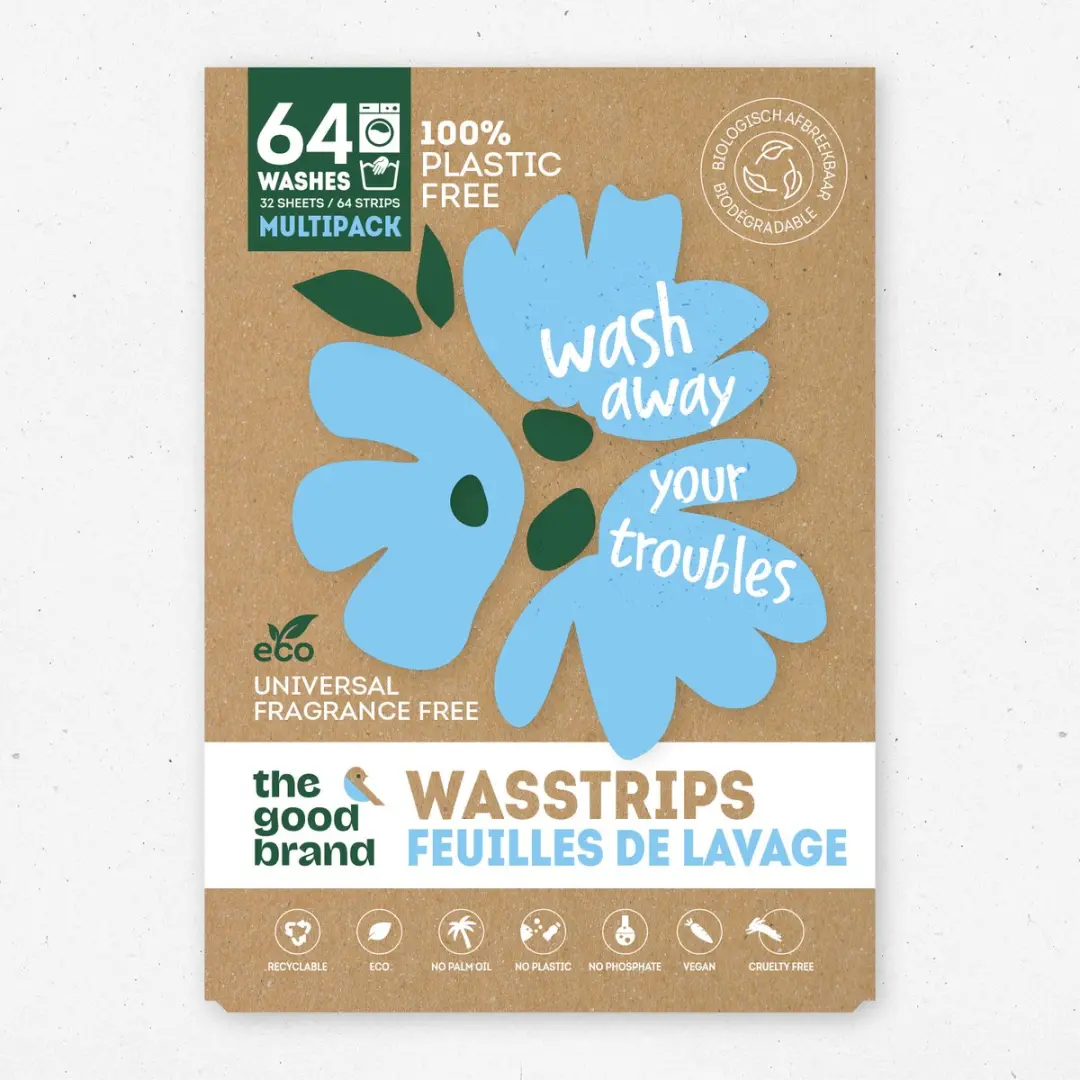 The Good Brand Wasstrips Geurloos 64 Stuks - Vegan & Plasticvrij