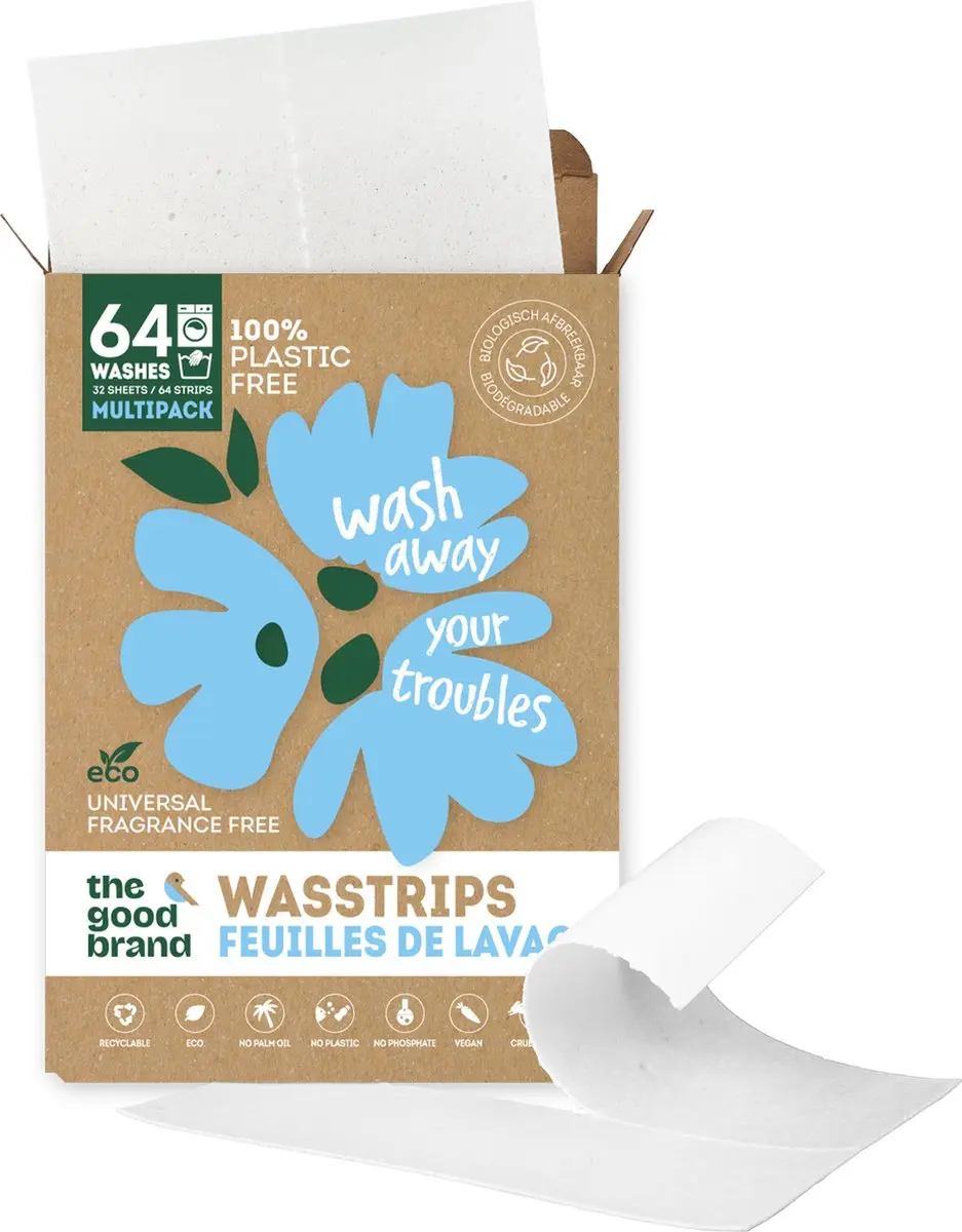 The Good Brand Wasstrips Geurloos 64 Stuks - Vegan & Plasticvrij