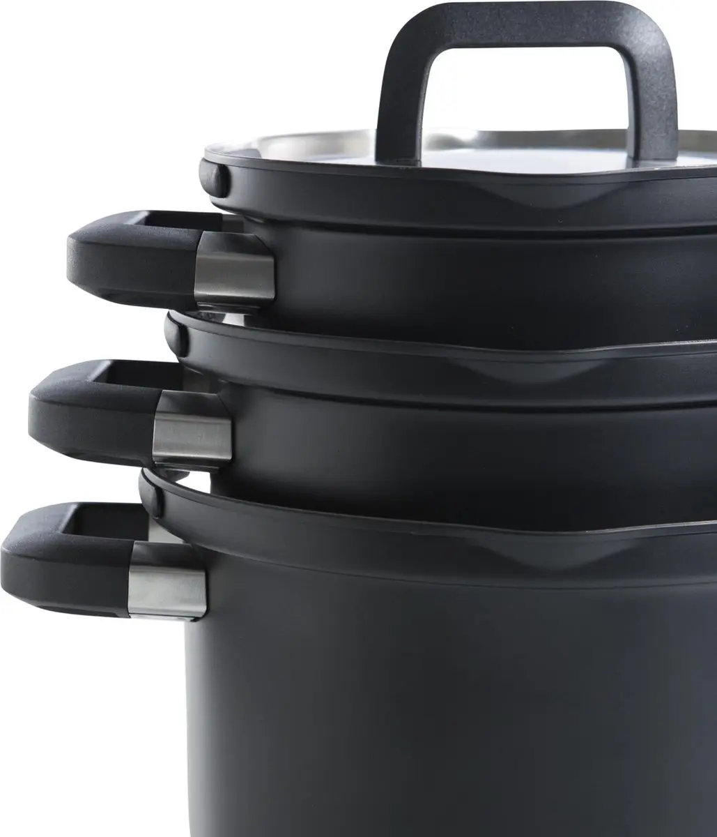 BK Flow Cool B2479.004 Pannenset 4-delig - 16/18/20cm - Zwart