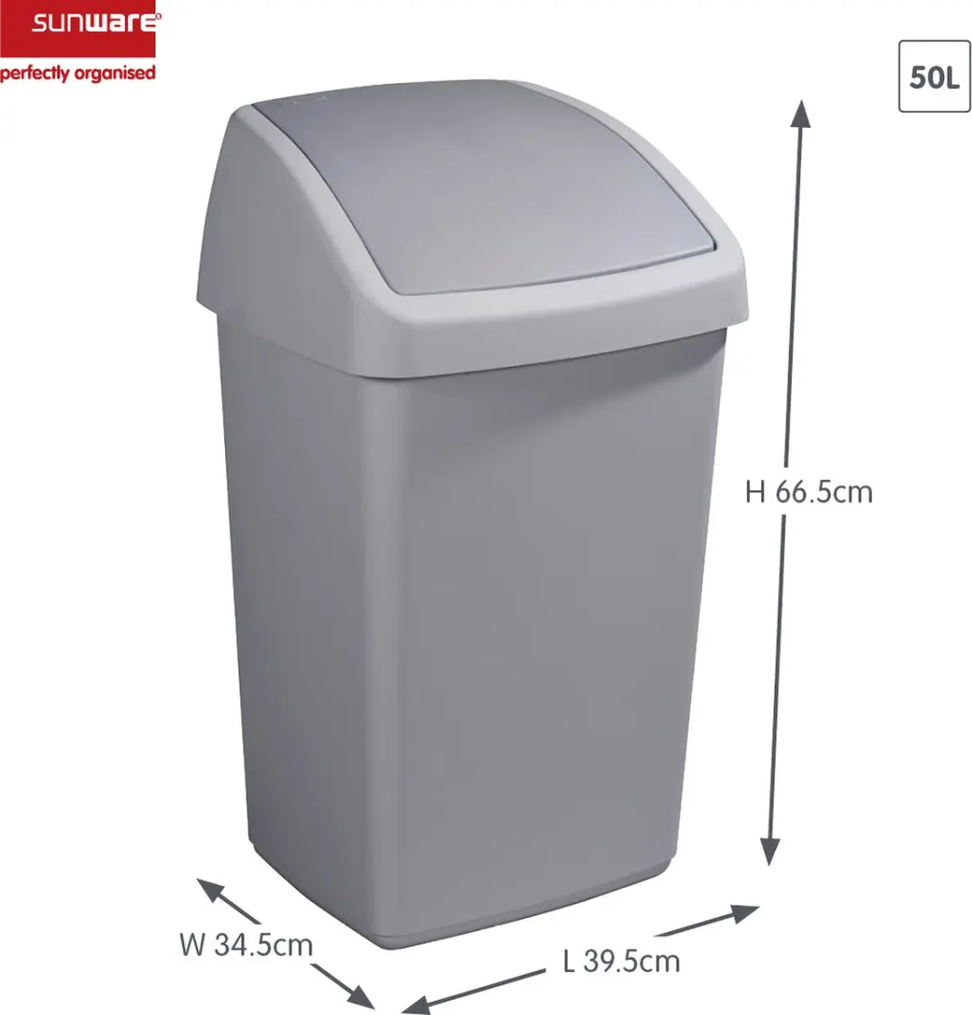 Sunware Delta Prullenbak 50L - 39,5x34,5x66,5cm Grijs