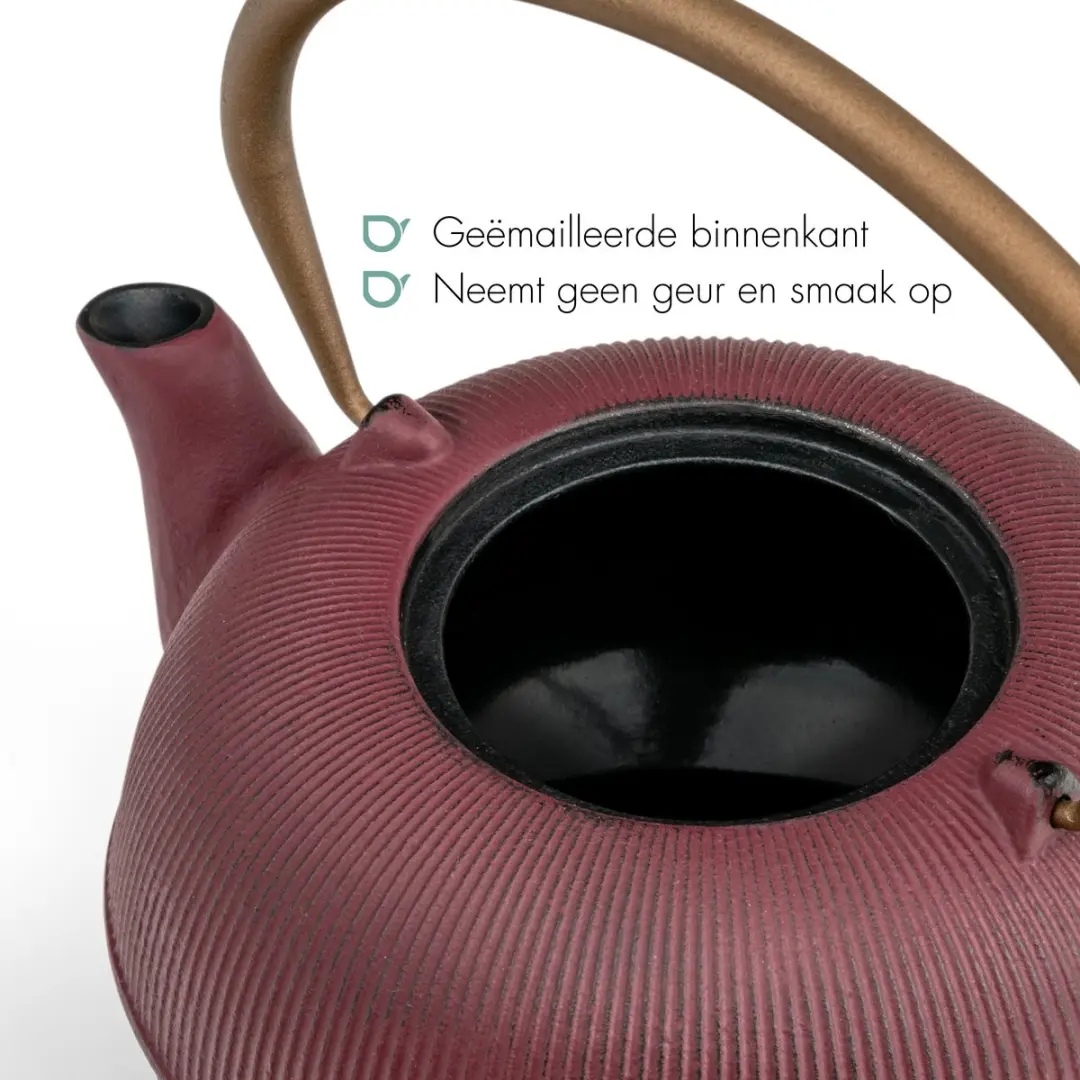 Bredemeijer Sichuan Gietijzeren Theepot 1L - Rood Plum